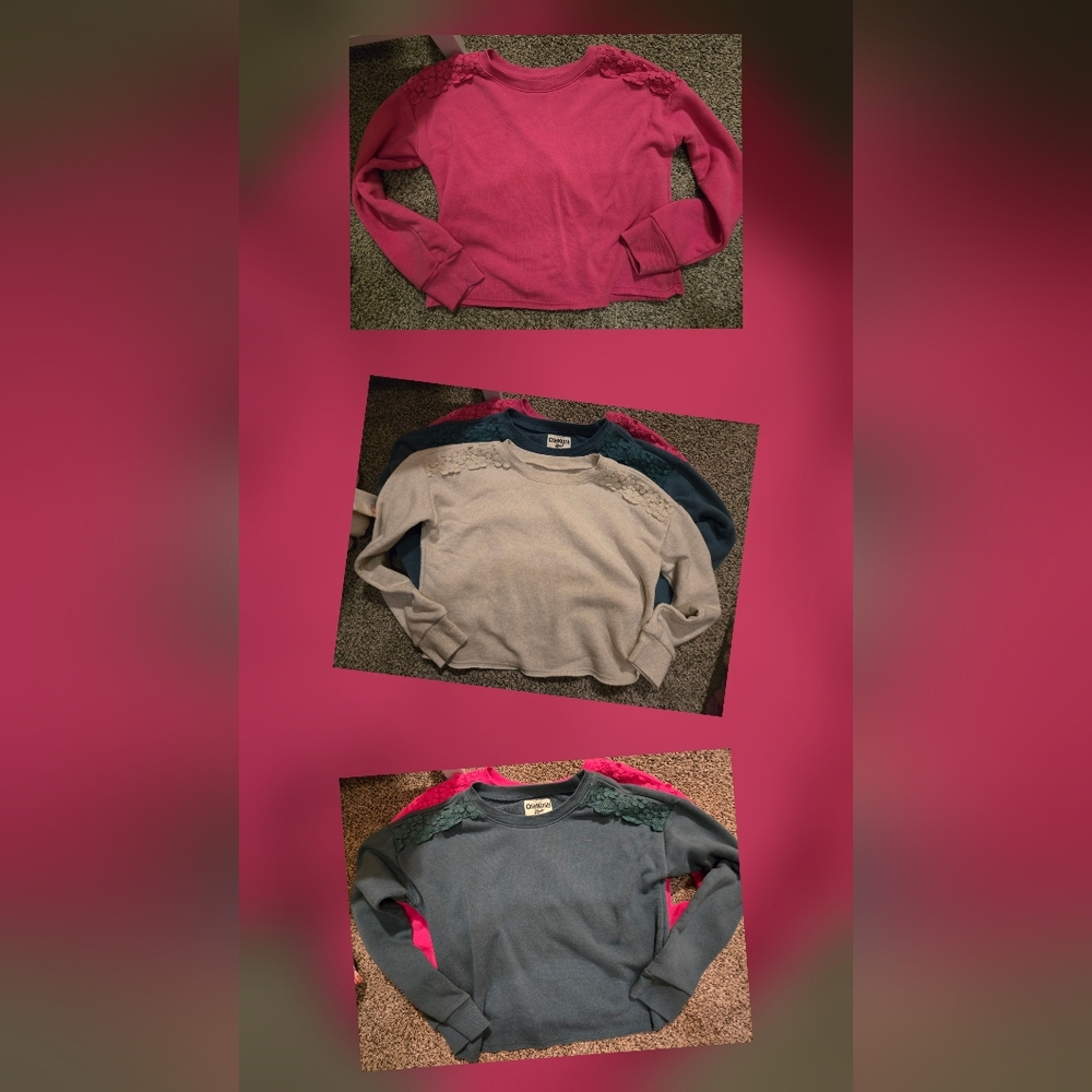 OshKosh B'gosh Set Of 3 Lace-Shoulder Sweatshirt for Kids
